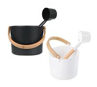 Ensemble de seaux de sauna en aluminium 1/2 pièces - Seau de sauna en aluminium, kit pour sauna finlandais | Seau à eau pour sauna finlandais de 7 litres avec set de cuillères à manche lu