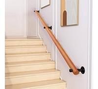 Ensemble de sécurité antidérapant en bois pour personnes âgées et enfants 220 cm avec garde-corps rond et barres de soutien Solutions complètes de prise en main pour un accès sécurisé aux escaliers