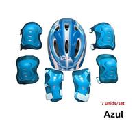 Ensemble de sécurité pour patins à roulettes avec casque genouillères et protège-avant-bras protection - Bleu M/L