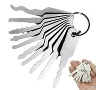 Ensemble de sélection de verrouillage, 10pcs Fausses Keys Keys en acier inoxydable 2.9x0.7 Pick serrure squelette remplacement principal Ensemble formes multiples Picking Tool pour les serru