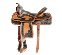 Ensemble de selle de cheval Western en cuir de qualité supérieure - Pour course et trail - 38,1 à 40,6 cm