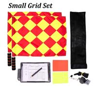Ensemble De Sensation D'arbitre De Football,Drapeaux Linesman À Carreaux,Cartes D'arbitre Avec Carnet De Notes Et Crayon,Sifflet D'arbitre Pour Le Sport,Football -Small Grid Set
