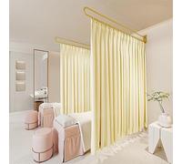 Ensemble de séparation de pièce moderne de 1,8 m/2,3 m, rideaux d'intimité avec poteau en métal pour salon de beauté, clinique, salon, séparateur temporaire élégant gris et blanc