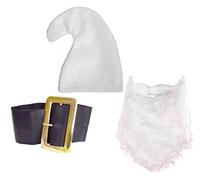 Ensemble de sept nains de foin Schtroumpf nains (chapeau, barbe et ceinture) pour déguisement de fête, jardin, queue de fée