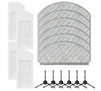 Ensemble de serpillère et brosse latérale de rechange pour Bosch Spotless+ BCRD1W BCRC1W/Spotless Advanced+ BCRD2W BCRC2W - 4 filtres, 6 chiffons de serpillère, 6 brosses latérales (B)