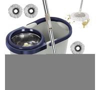 Ensemble de serpillères et seaux, serpillère rotative à 360 degrés, double distributeur de serpillère lavable, kit de seau, serpillère réutilisable pour nettoyage humide et sec, serpillères