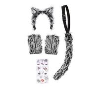 Ensemble de serre-tête de loup réaliste en peluche pour Halloween, cosplay, jeux de rôle, accessoires de costume d'animaux, fêtes à thème sauvage, doux, gris et blanc