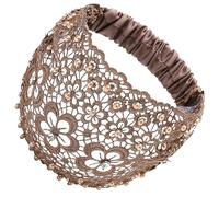 Ensemble de serre-tête en dentelle florale - Large bandeau élastique avec perles - Couronne décorative - Bande de foulard de yoga douce - Couche de gym chic - Élégante tendance au quotidien
