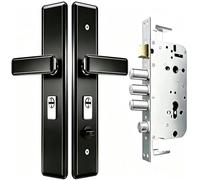 Ensemble de Serrure Anti-Effraction pour Porte D'EntréE, Serrure MéCanique de SéCurité à 4 PêNes Dormants avec Cylindre Antivol (Noir)(B+in/Outside Open)