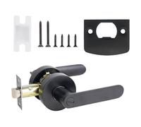 Ensemble de serrure de porte, levier de porte de passage, serrures sans vec construction noire, serrure silencieuse en acier, poignée d'intimité avec style mat, équipement de chambre à coucher