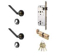 Ensemble de serrure intérieure en bois avec levier de porte en laiton noir et or, poignée factice, 1 pièce(BCF)