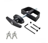 Ensemble de serrure réglable en T pour porte de grange et abri de jardin, loquet robuste en alliage de zinc avec 4 clés, support de sécurité noir pour le rangement