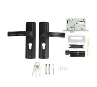 Ensemble de serrures de poignée de porte en acier au manganèse avec roulement silencieux, finition noire élégante, kit complet de matériel d'entrée de clé, serrure de porte intérieure à grand bouton