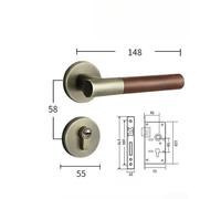 Ensemble de serrures de porte intérieure en grain de bois de noyer, poignée en alliage de zinc avec nouveau design de style chinois, fonctionnement silencieux pour portes en bois, matériel résistant à