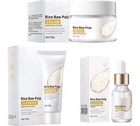 Ensemble de sérum pour le visage à la pulpe de riz, crème blanchissante au riz blanc avec extrait de riz, essence anti-âge pour le visage, hydrate les pores anti-rides et rétrécissements