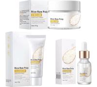 Ensemble de sérum pour le visage à la pulpe de riz, crème blanchissante au riz blanc avec extrait de riz, crème blanchissante pour le visage,hydrate les pores anti-rides et (one size, 1Set)
