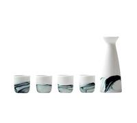 Ensemble de service à saké japonais 5 pièces en céramique chinoise traditionnelle blanche pour saké chaud et froid, thé Shochu, meilleur cadeau pour la famille et les amis, blanc