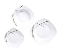 Ensemble de service de table en porcelaine - Orion - 6 personnes - 18 pièces - Forme carrée