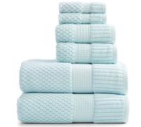 Ensemble de serviettes 100 % coton NY Loft, 6 pièces | Ultra doux et absorbants, séchage rapide : 2 serviettes de bain, 2 essuie-mains et 2 gants