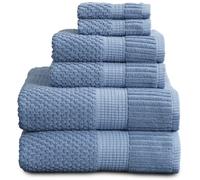 Ensemble de serviettes 100 % coton NY Loft, 6 pièces | Ultra doux et absorbants, séchage rapide : 2 serviettes de bain, 2 essuie-mains et 2 gants