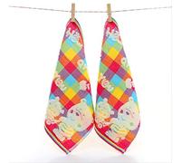 Ensemble de Serviettes, 2 Serviettes en Coton, Gauze 30 * 30 Ours Serviette Carrée Motif Enfants Serviette Suspendue Serviette Douce Rose Absorbant, GYDHJSSJ, rose