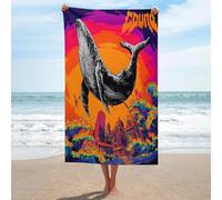 Ensemble de serviettes de bain artistiques fusion « Baleine en milieu urbain » pour une peau douce, séchage rapide, serviette de plage résistante, idéale pour la plage et la piscine, taille unique