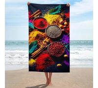 Ensemble de serviettes de bain Spice Market aux herbes et épices colorées pour une peau douce. Serviette de plage résistante à séchage rapide, douce pour les peaux sensibles. Taille unique.