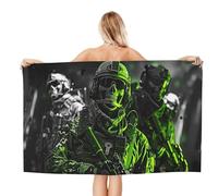 Ensemble de serviettes de bain tactiques Green Skull, super absorbantes, légères, douces et surdimensionnées, pour la salle de bain, le fitness, la maison et l'utilisation quotidienne, 81 x 132 cm