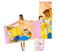 Ensemble de serviettes La Belle et la Bête - Ensemble avec serviette de plage Belle de 68,6 x 137,2 cm, autocollants et plus encore | Ensemble piscine et salle de bain Disney pour enfants