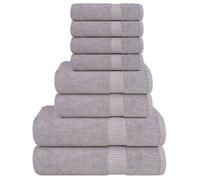 Ensemble de serviettes - VIDAXL - FROGN - 360 g/m² - 100% coton filé à l'anneau - Gris (8 pièces)