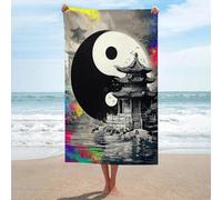 Ensemble de serviettes Yin-Yang Harmony, inspiré de l'architecture asiatique, absorbantes, pour la salle de bain, la plage, le spa, la salle de sport, l'hôtel et le quotidien. Taille unique.