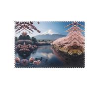 Ensemble de sets de table de salle à manger décoratifs japonais Mount Fuji Paysage - Tapis de salle à manger isolé - Évite de bouger - Sets de table réutilisables