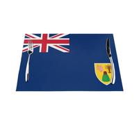 Ensemble de sets de table tissés en PVC résistant à la chaleur Motif drapeau des îles Turques et Caïques