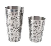 Ensemble de shaker à cocktail Boston en acier inoxydable 304, mixeur de bar étanche à grande capacité composé de deux parties, design élégant et sculpté pour un usage domestique et