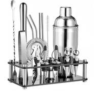 Ensemble de shaker à cocktails professionnel 18 pièces et kit de barman avec support