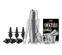 Ensemble de shakers cocktails NutriChef Mixology pour barman - Comprend des shakers en acier inoxydable de 15 et 30 oz, 6 becs verseurs et plus