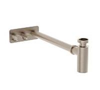 Ensemble de siphon VitrA Plural Design A4515634 en nickel brossé, avec robinets d'angle à gauche