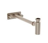 Ensemble de siphon VitrA Plural Design A4515934 en nickel brossé, avec vannes d'angle gauche et droite