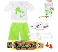 Ensemble de Skateboard à Doigts | Mini Planche à roulettes Finger Scooter avec Pantalon et Chaussures | Doigt Jouet Nouveauté Activité Sensorielle Doigt Scooter Skateboard Kit
