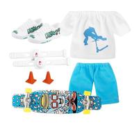 Ensemble de Skateboard à Doigts | Mini Planche à roulettes Finger Scooter avec Pantalon et Chaussures | Doigt Jouet Nouveauté Activité Sensorielle Doigt Scooter Skateboard Kit