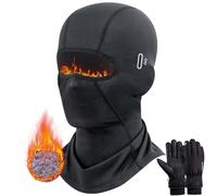 Ensemble de Ski d'hiver, Cagoule Hiver Ski Homme Femme, Gants Hiver Tactile Gants de Ski, Cagoule Moto Hiver, Cagoule Moto Polaire, Cagoule Gants d'hiver Chauds Imperméable, pour Vélo Moto Ski Hiver