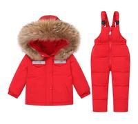 Ensemble de Ski Enfant Doudoune épaisse Et Chaude Combinaison de Ski Thermique Hiver Combinaisons de Neige Chaude Waterproof Coupe-Vent avec Capuche Softshell D’Extérieur Multisports