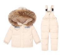Ensemble de Ski Enfant Doudoune épaisse Et Chaude Combinaison de Ski Thermique Hiver Combinaisons de Neige Chaude Waterproof Coupe-Vent avec Capuche Softshell D’Extérieur Multisports