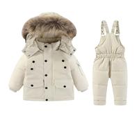 Ensemble de Ski Enfant Doudoune épaisse Et Chaude Combinaison de Ski Thermique Hiver Combinaisons de Neige Chaude Waterproof Coupe-Vent avec Capuche Softshell D’Extérieur Multisports