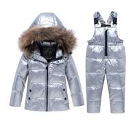 Ensemble de Ski Enfant Doudoune épaisse Et Chaude Combinaison de Ski Thermique Hiver Combinaisons de Neige Chaude Waterproof Coupe-Vent avec Capuche Softshell D’Extérieur Multisports