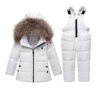 Ensemble de Ski Enfant Doudoune épaisse Et Chaude Combinaison de Ski Thermique Hiver Combinaisons de Neige Chaude Waterproof Coupe-Vent avec Capuche Softshell D’Extérieur Multisports