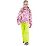 Ensemble de Ski Fille - Marque Inconnue - 2 Pièces Combinaison de Sport - Rose Vert - Imperméable et Respirant 14 ans