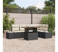 Vidaxl Ensemble De Sofa De Jardin 6 Pièces Avec Coussins Noir Poly Rotin Noir
