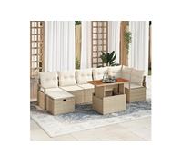 Ensemble de Sofa de Jardin 8 pièces avec Coussins Beige Poly Rattan, Sofa de Jardin 2 places vidaXL avec Rangement et 3361337
