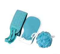 Ensemble de soins de bain 3 pièces comprenant une éponge exfoliante, une brosse de douche et un gant de bain doux pour le renouvellement de la peau (bleu)